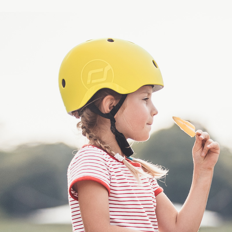 [9월중순 재입고 예정]  초경량 유아 헬멧M (레몬) 어린이 자전거 킥보드 헬멧 LED