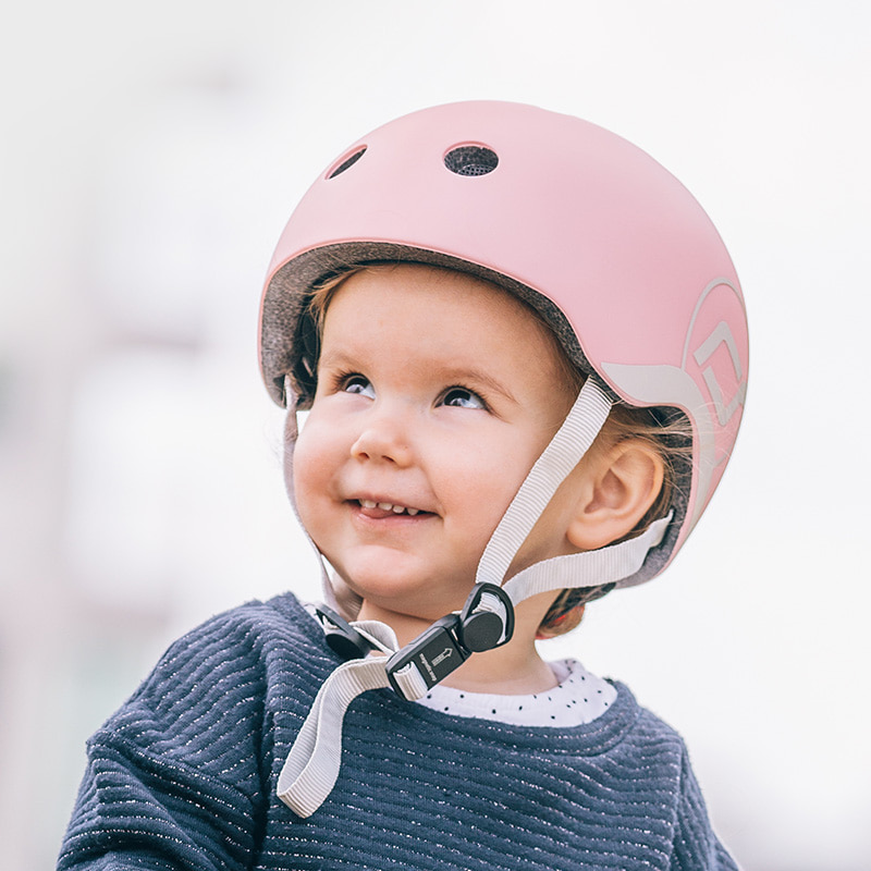 [6월중순 재입고 예정]  초경량 유아 헬멧S (로즈) 어린이 자전거 킥보드 헬멧 LED